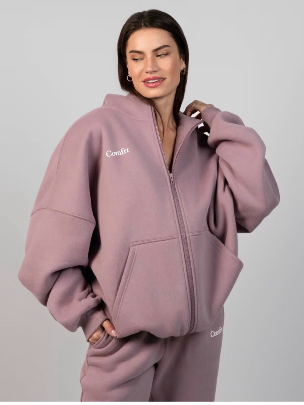Comfrt Zip-Up Cloud Hoodie in
Orchid